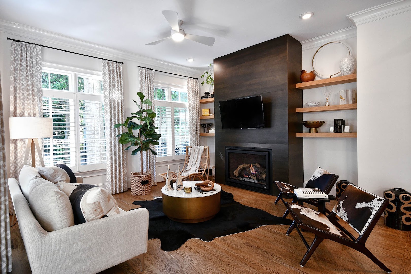 black and white core family room